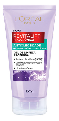 Gel De Limpeza Antioleosidade L'oréal Paris Hialurônico 150g Momento De Aplicação Dia/noite Tipo De Pele Indicado Para Peles Mistas A Oleosas