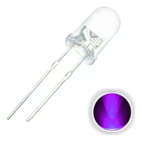 Led Uv 5mm Transparente Luz Ultravioleta Kit X 5