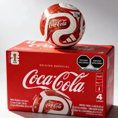 Mini Balón Mundial Fútbol 2026 + 4 Latas Coca Cola | Envío gratis