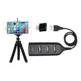 Conversor Celular Tipo C Adaptador 4 Porta Usb Hub + Suporte