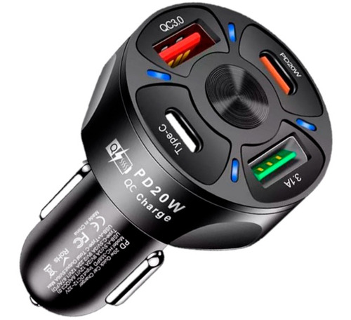 Cargador Para Auto 68w  Carga Rápida Pd| Qc 3.0| Usb| Tipo C