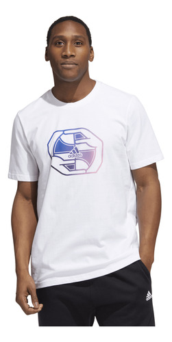 Playera adidas Basquetbol Hoops Badge Of Sport Hombre Blanco