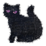 Gato De Oropel Decorativo - 12.5  W X 12  H | Negro | 1 Pc