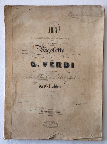C. 1880 Partitura Antigua Coleccion Opera Rigoletto Verdi 