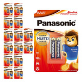 30 Pilhas Alcalinas Aaa 3a Panasonic 15 Cart