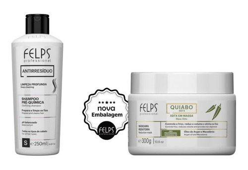 Kit Felps  Shampoo Antirresíduo 250ml + Okra Massa Btox 300g