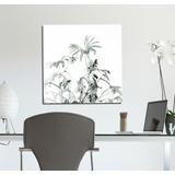 Vinilo Decorativo 60x60cm Plantas Grises Nordico Escandinavo