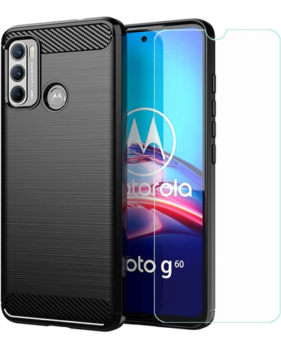 Funda Para Motorola Moto G60s  Carbono Antishock + Templado