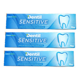 Kit 3 Creme Dental Dentil Sensitive Whitening 70g C/xilitol