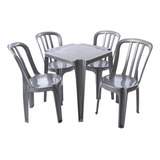 Conjunto De Mesas E Cadeiras De Plástico 182kg - Cinza Inox
