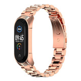 Malla De Metal Para Xiaomi Mi Band 6/5/4/3 Rosa Gold