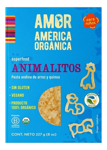 Pasta América Orgánica Andina Arroz Animalitos 227g B Corp