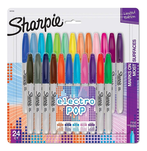 Kit Sharpie 24 Canetas Marcador Permanente Ponta Fina