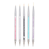 5 Pieces Nail Art Liner Pen Uv Gel Painting Design Brush D