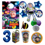 Kit Fiesta Buzz Platos Globos Decora Bolo Vela 20 Niños