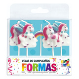 Velas Cumpleaños Con Formas - Set Unicornios X 5 Piezas