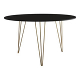 Mesa De Jantar Industrial Clips Ferro Dourado 110cm Redondo