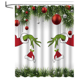 Cortinas De Baño Navideñas Grinch Para Decoración Del Ho [u]