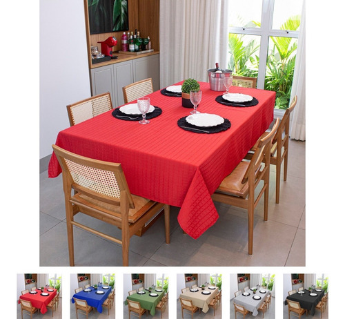 Toalha De Mesa 8 Lugares Natalina Vermelho E Verde 2,10x2,10