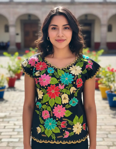 Blusa Yucateca Bordada. Salomé. Somos Fabricantes. Mayakim