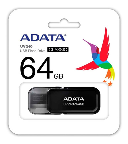 Memoria Usb 64gb 2.0 Adata Uv240 Negra Tapa Nueva Original