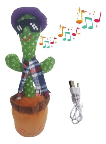 Juguete Cactus Bailarín Repetidor De Voz Música Recargable