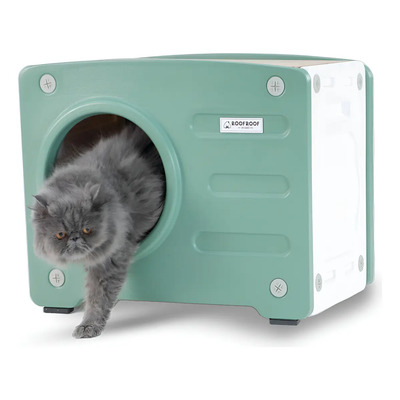 Casa Y Cama Para Gatos Nap De Plástico Con Rascador 46x41 Cm Color Verde | Meses sin interés