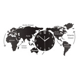 Reloj Montaje Pared Mapamundi Viajes Iluminación Led Moderno