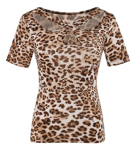 Camisa Latina Con Estampado De Leopardo Para Adultos, Baile