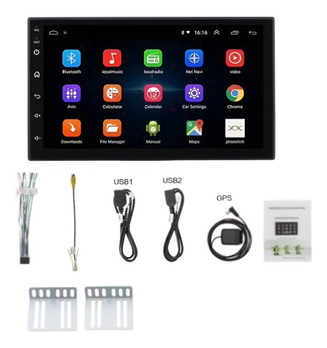 Radio Android Pantalla 1 Din Wifi Gps Waze Cámara