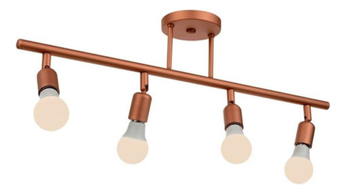 Lustre Articulado Trilho 4 Spot E27 Pra Sala Cozinha Cobre