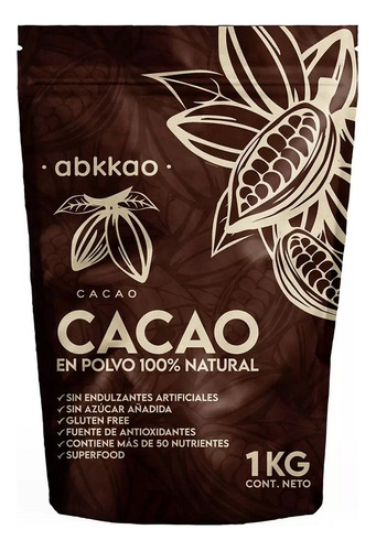 Abkkao Cacao En Polvo 100% Natural 1 Kg
