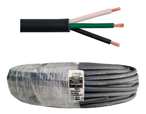 Cable Uso Rudo 3 X 12 Cobre X 15 Metros