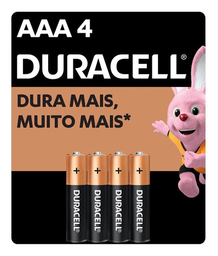 Pilha Alcalina Aaa Palito Duracell Com 4 Unidades