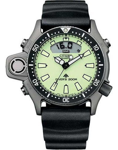 Relógio Masculino Citizen Aqualand Promaster Tz10137w Cinza Correia Preto Fundo Verde