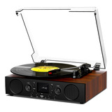 Tocadiscos De Vinilo Bluetooth De 3 Velocidades Con Altavoc.