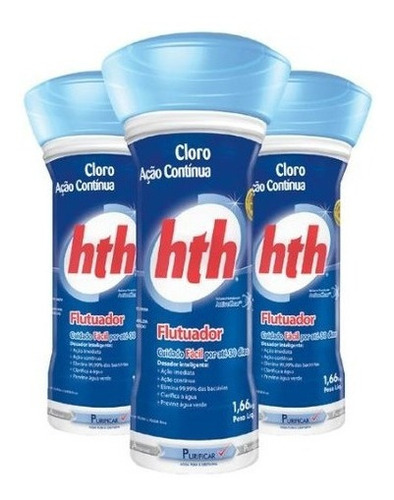 3 Cloro Flutuador Para Piscina Ação Continua - Hth - 1,66 Kg