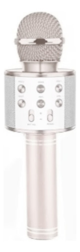 Micrófono Niños Karaoke Bluetooth 5w Efectos De Voz Parlante Color Plateado