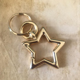 Chaveiro Estrela Mosquetão Em Metal Importado Dourado Chave 