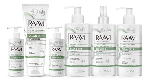 Kit Facial Limpeza De Pele Clean Skin 6 Produtos Raavi