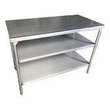 Mesa Isla Doble 100% Acero Inox 110x50x90 Marca Ferrinox