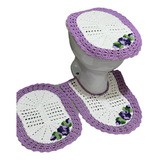 Tapete Para Banheiro Em Croche Artesanal Bordado Jogo C/ 3pç