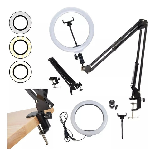 Suporte Articulado High Light Para Mesa Braço De Ringlight