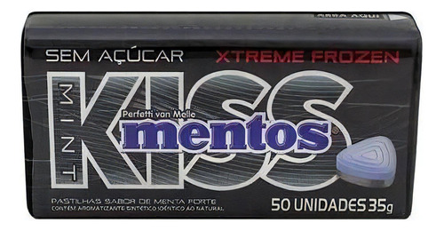 Pastilha Mint Xtreme Frozen Zero Açúcar Mentos Kiss Lata 35g 50 Unidades