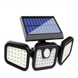 Foco Led Solar 3 Cabezas Giratorias Sensor Movimiento 450 Lm