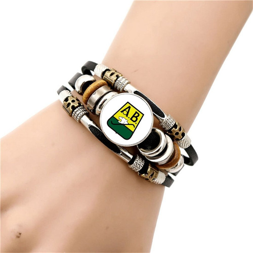 Pulsera Manilla Cuero Futbol Colombiano Luminoso Para Hombre