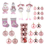 Kit Luxo 48bolas Rose Gold / Enfeites E Guirlanda Noel Rosa 