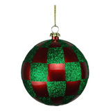Adornos Navideños Checker Ball, 80 Mm, Rojo Y Verde