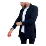 Cardigan Blazer Comprido Longo Masculino Casaco Manga Longa