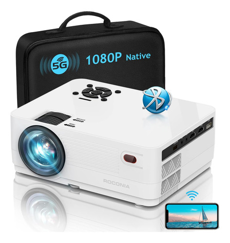 Proyector 5g Wifi Bluetooth 1080p, Roconia 12000lm Full Hd,